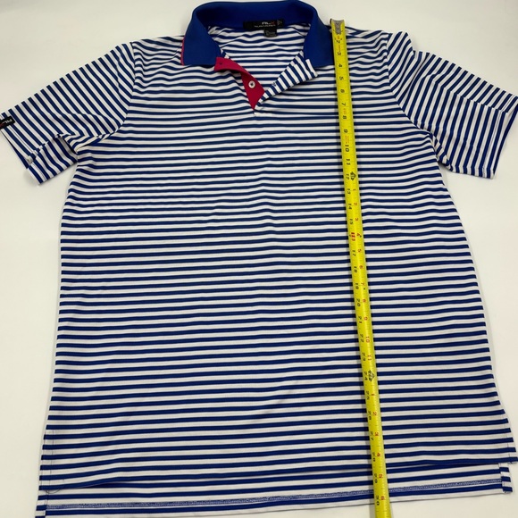 RLX Ralph Lauren Men's Polyester Navy White Striped Short Sleeve Polo - Picture 3 of 5